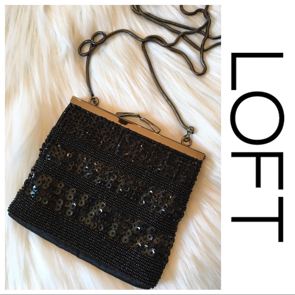 LOFT Sequin Evening Clutch Purse Crossbody